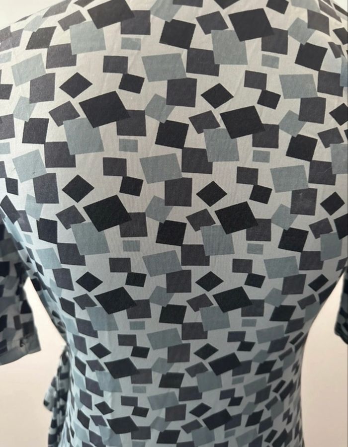 Robe portefeuille psychédélique bleue Vintage T36 S - photo numéro 2