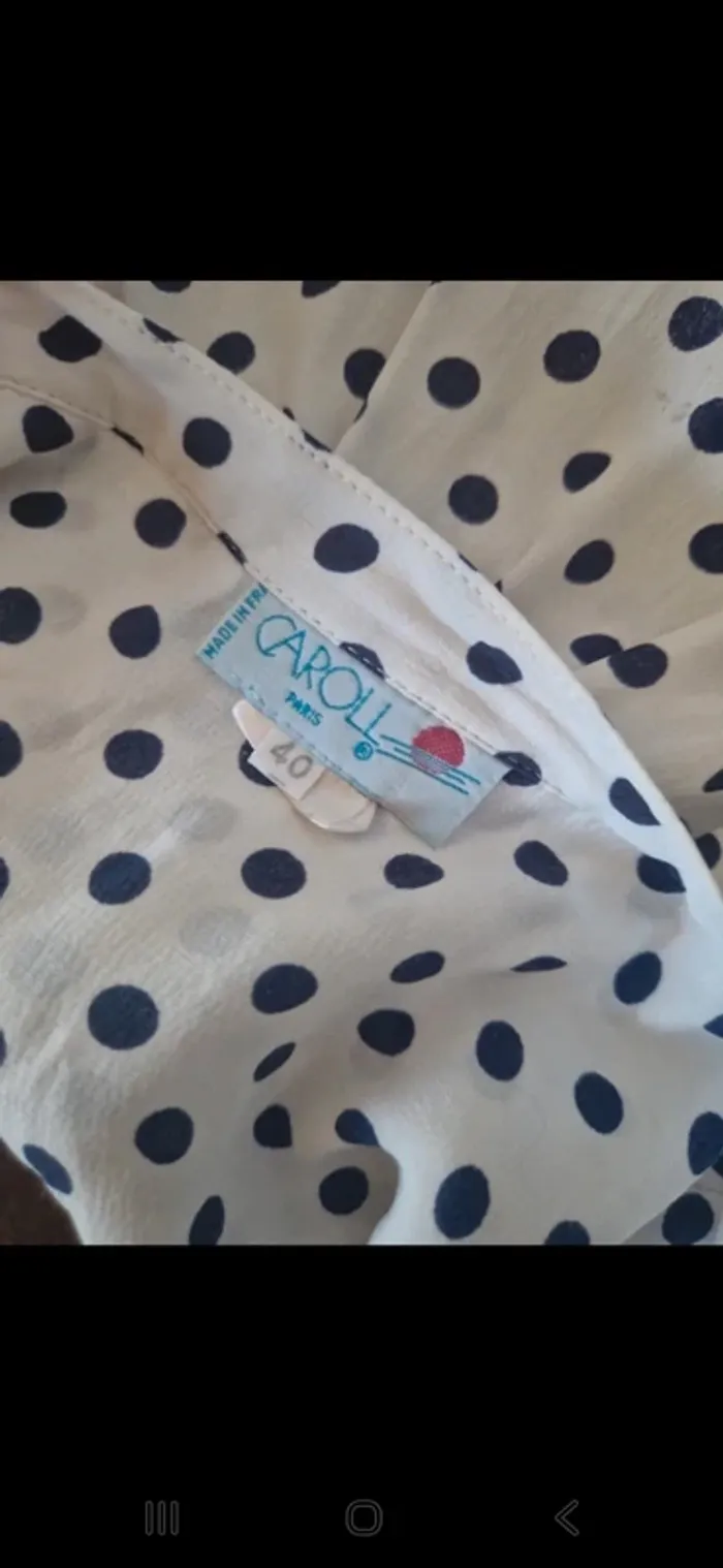 Jupe longue caroll taille 40 bon etat blanche avec pois bleue - photo numéro 7