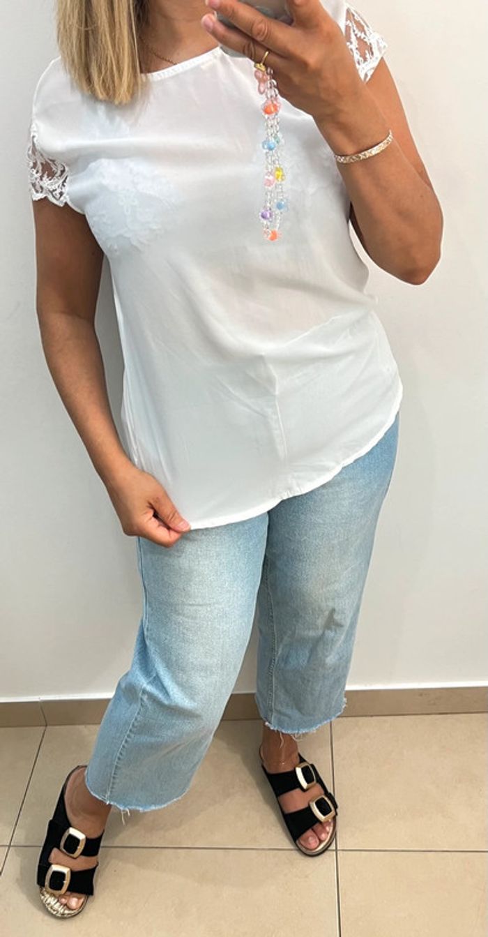 💎Blouse  blanche  avec dentelle dos nu Taille M - photo numéro 6