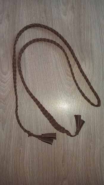 🔴Ceinture marron tressée avec pompons