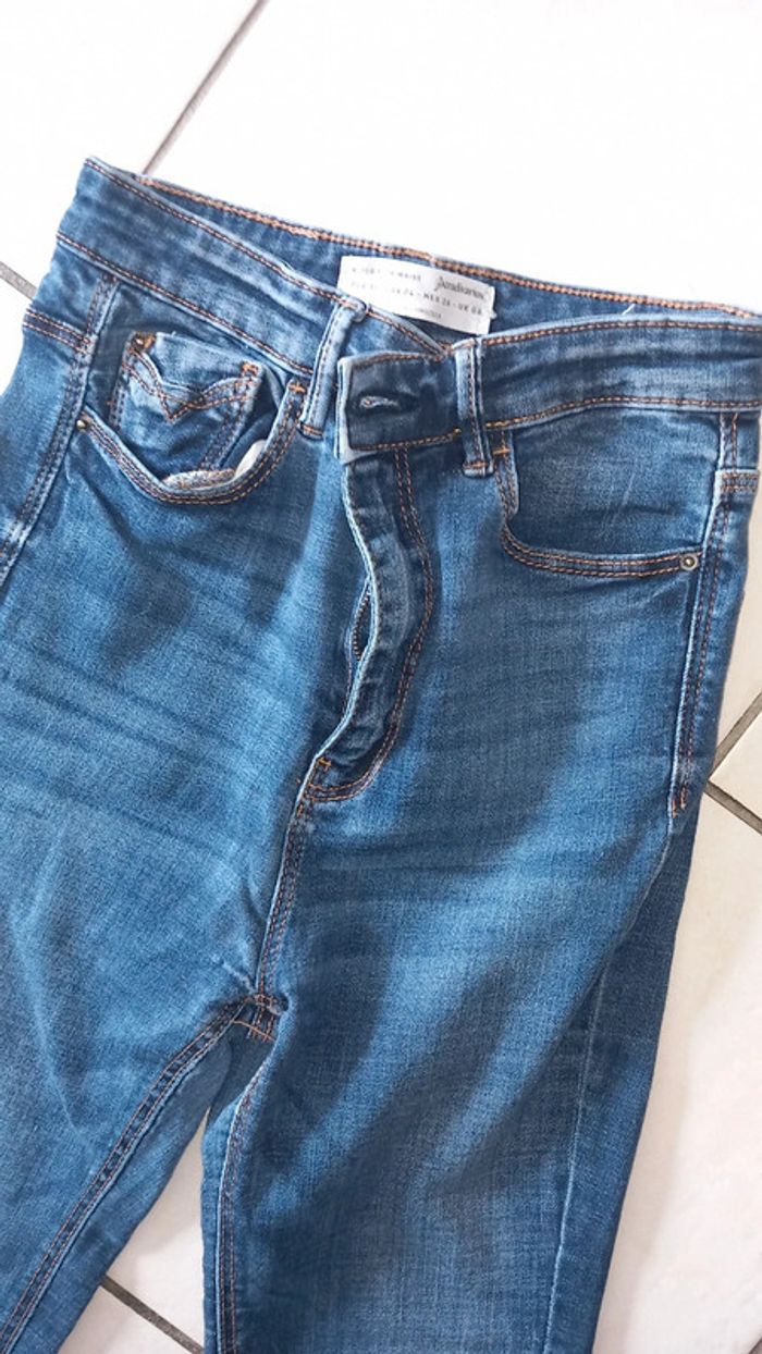 Jean slim stradivarius bleu super high waist - photo numéro 2