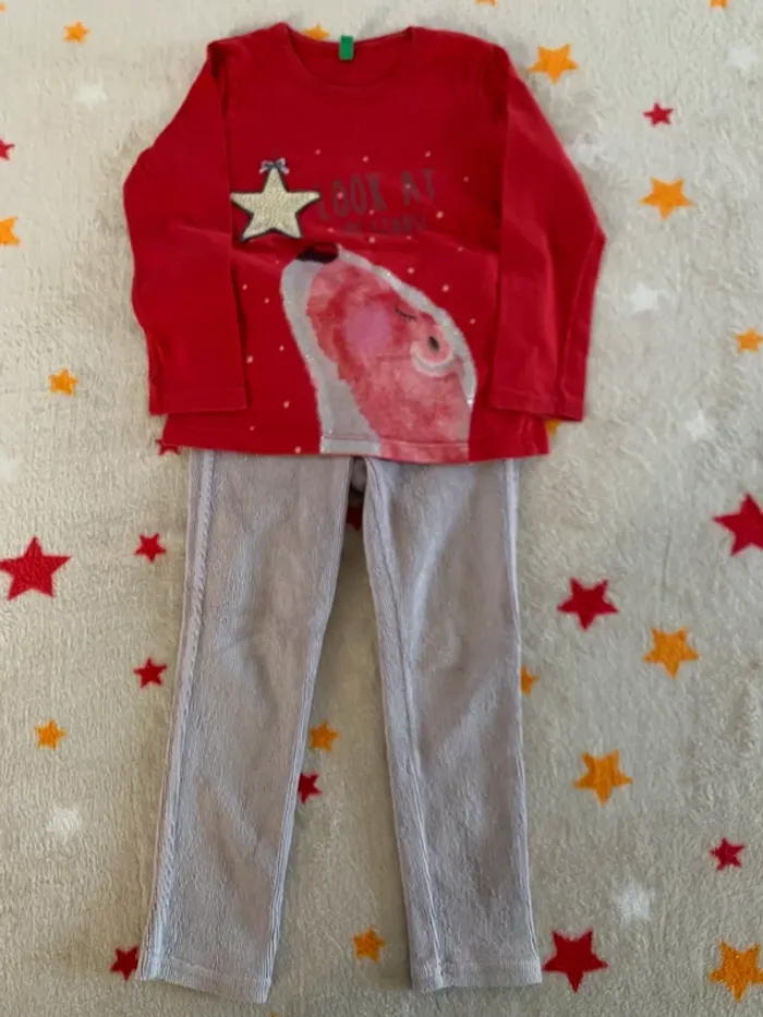 Ensemble 3 tee-shirts et 1 pantalon Benetton multicolore 3 ans - photo numéro 3