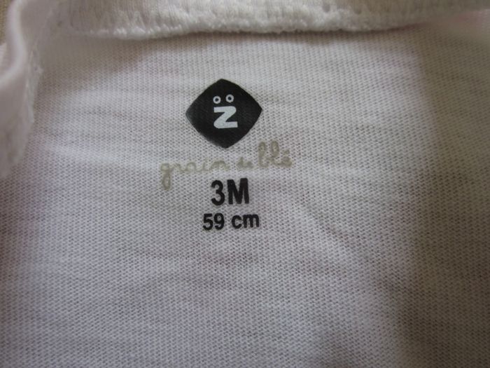 T-Shirt manches longues blanc 3 mois - photo numéro 3