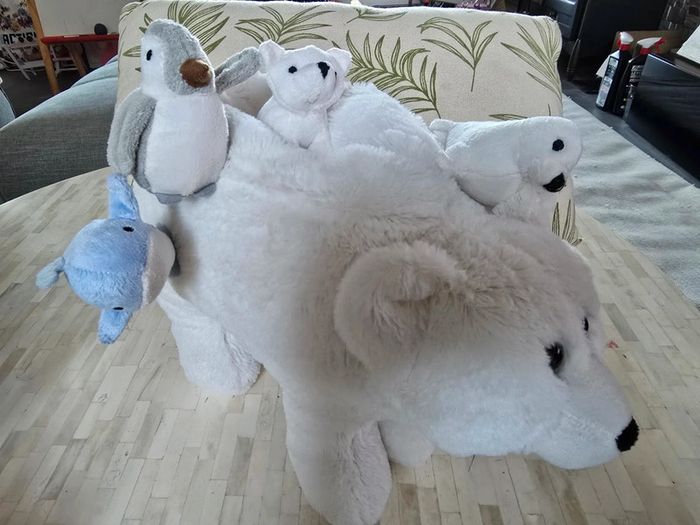 Peluche d'éveil Ours polaire et ses bébés