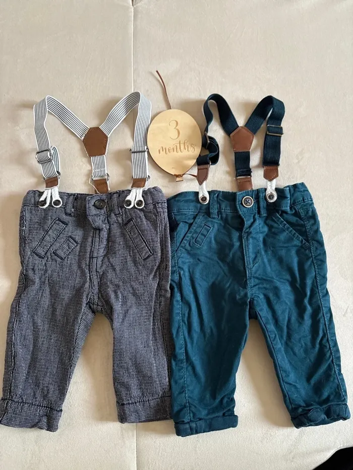 Lot de 2 pantalon à bretelles