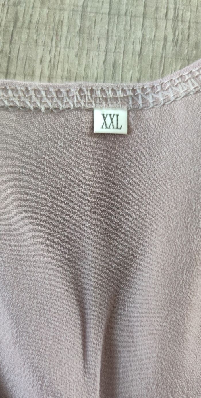 💜 Blouse ample Mauve Poudré - Encolure V Paillettes Argentées - T.XXL - photo numéro 7