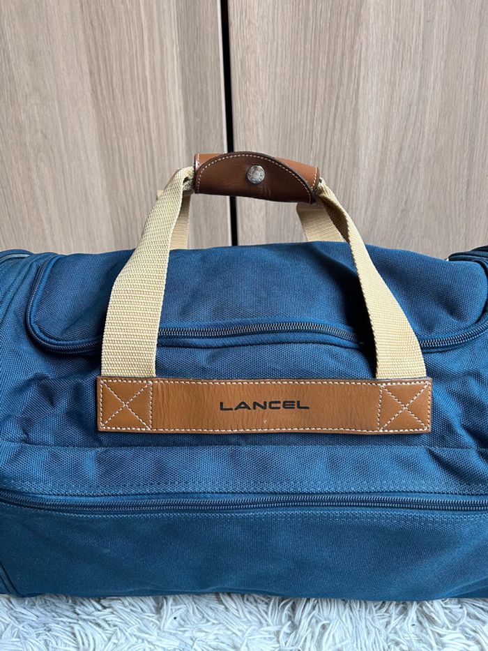 NEUF magnifique sac LANCEL toile et cuir, bleu marine