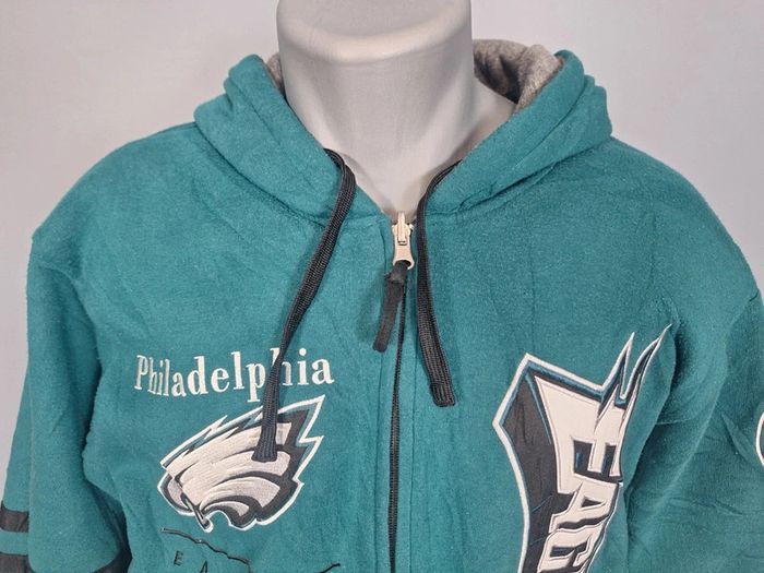 Veste epaisse à capuche nfl réversible homme / vert et gris taille L / brodé 244 - photo numéro 2