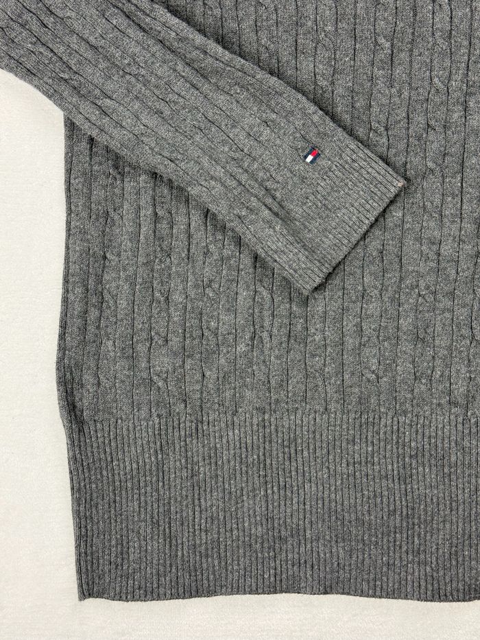 Pull maille torsadée Tommy Hilfiger pour femme gris col V taille M parfait état SM01225 - photo numéro 6