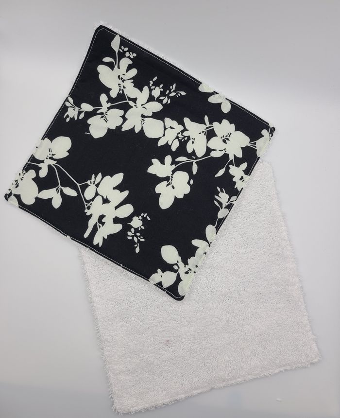 Lot de 6 Serviette de table noir et blanc fait main - photo numéro 3