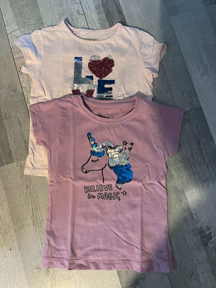 Lot de 2 tee shirt a sequins 4 ans fille