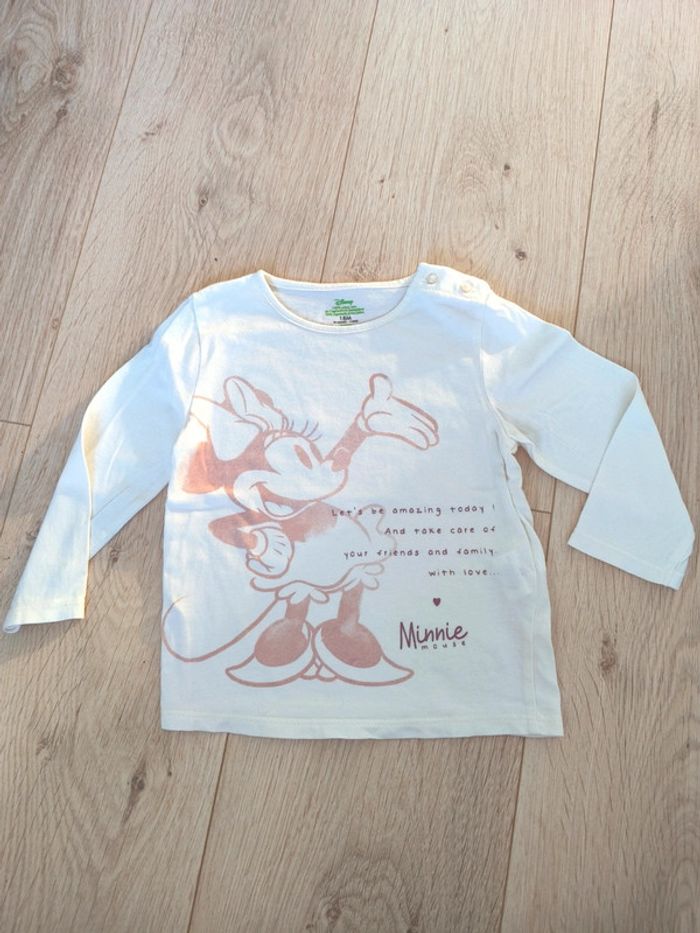 T-shirt manches longues écru Kiabi Disney Minnie - 18 mois - 77/82 cm