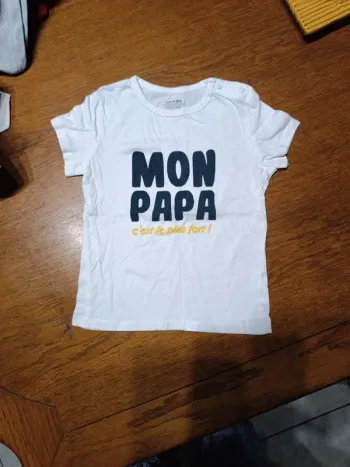 T-shirt blanc Mon papa Kiabi 86