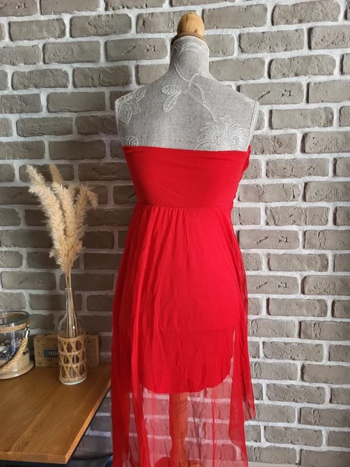 Robe bustier rouge tulle et dentelle - Made In Italy - photo numéro 12