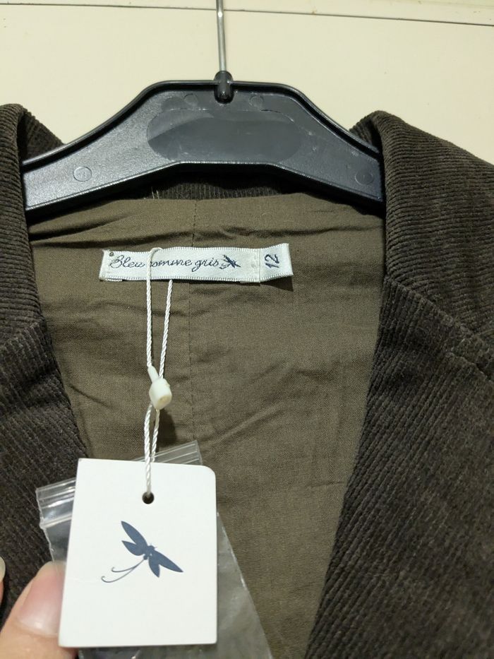 Magnifique veste Bleu comme gris en velours côtelé kaki. Taille 12 ans. - photo numéro 6