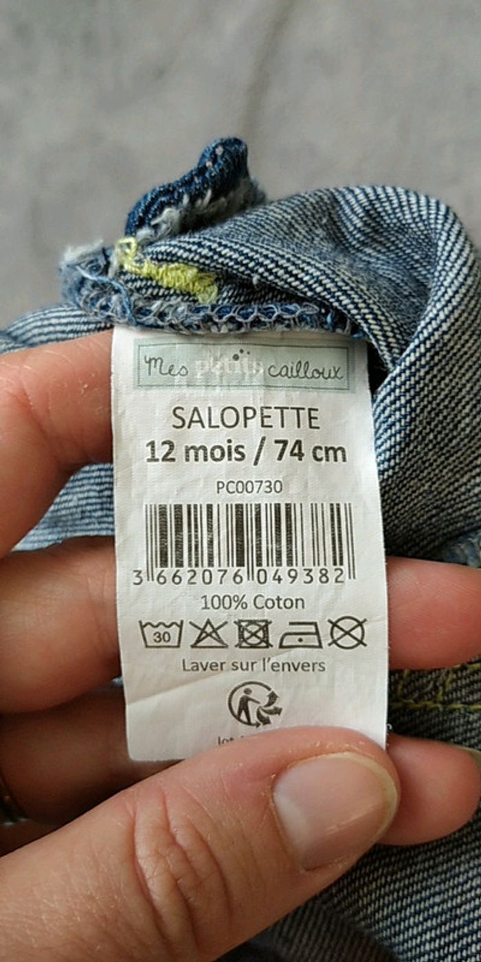 Salopette short jeans Garçon 12 mois Mes petits cailloux 100% coton - photo numéro 13