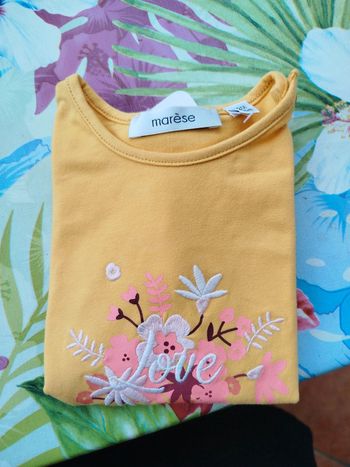#tee shirt#jaune#motif fleuri