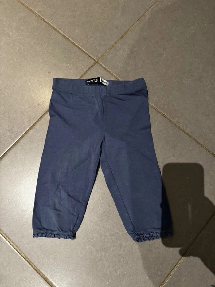 Legging 3/4 avec dentelles en bas de jambes - Okaidi - Bleu & violet - 5 ans