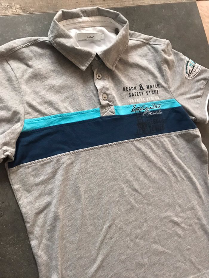 Polo gris bleu homme Celio taille L - photo numéro 2