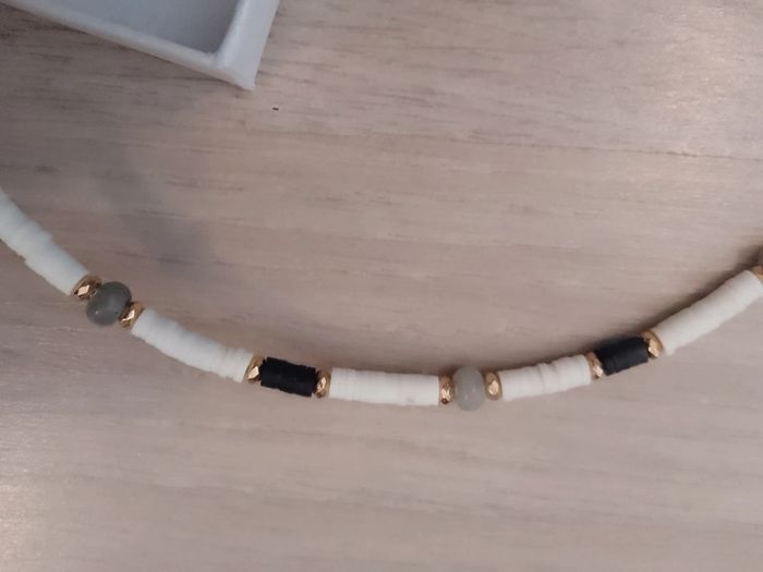 Collier tour du cou perles heishi et pierres naturelles - photo numéro 2