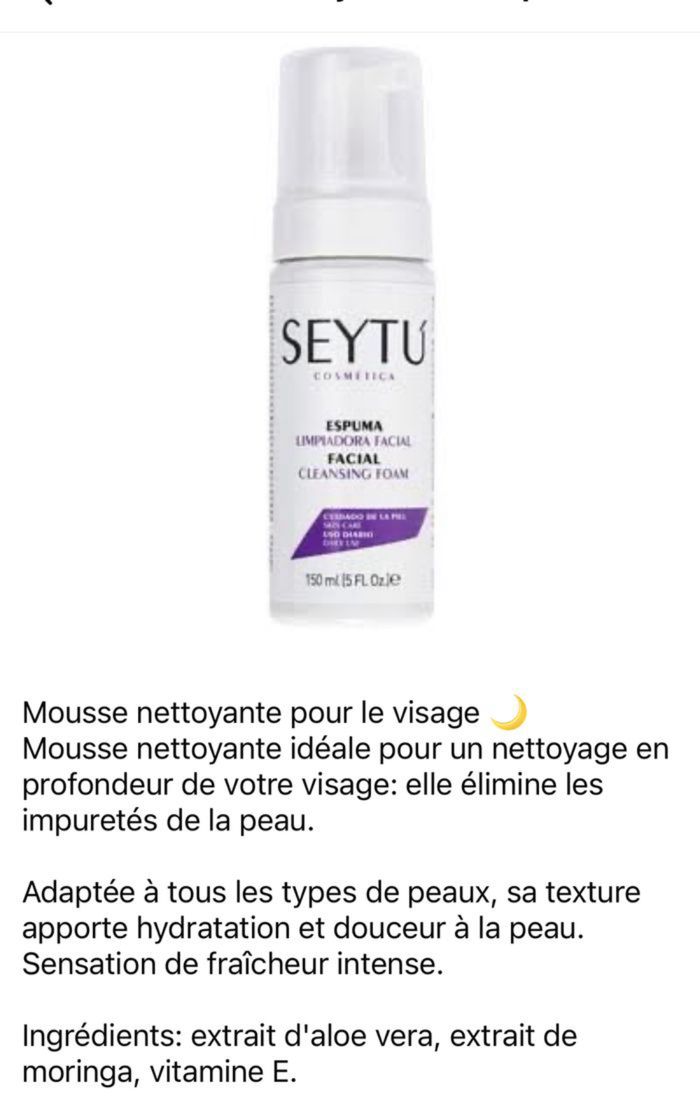 Mousse nettoyante visage