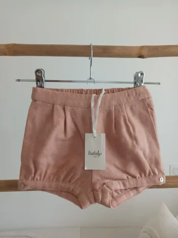 Short en laine rose Natalys 18 mois 80 cm neuf avec étiquette 🏷