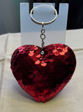 Porte clé coeur sequin