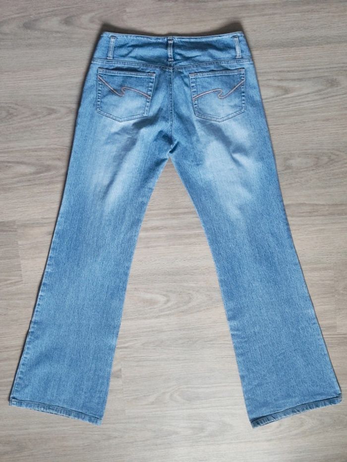 Pantalon Jean Mom évasé patte d'eph bleu clair y2k / Naf Naf - 38/M - photo numéro 12