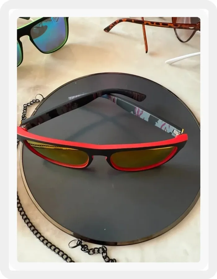 Lunette de soleil sport rouge - photo numéro 4