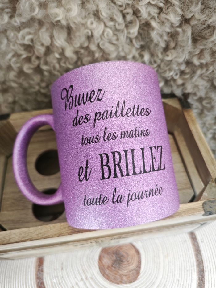 Tasse Glitter Rose Buvez des Paillettes