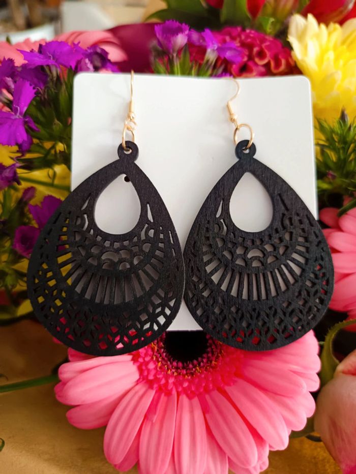 Boucles d'oreilles bois noir