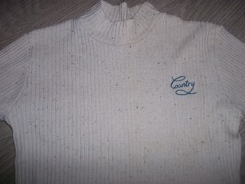 Pull blanc cassé moucheté multicolore taille 10 ans TBE