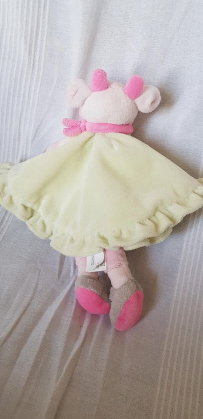 Doudou vache rose  robe verte Nicotoy - photo numéro 5