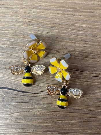 Boucles d oreilles acier abeilles rétro