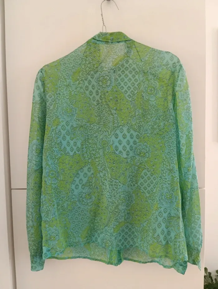 Chemise verte voile vintage handmade - photo numéro 3