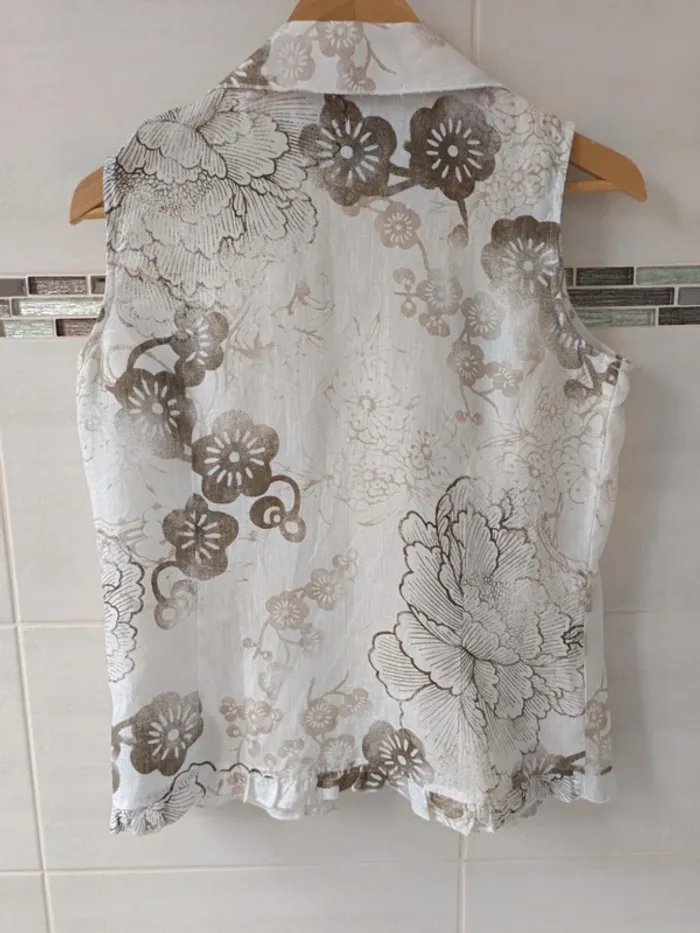 Chemise sans manches Canda 100% lin t.42 - photo numéro 7