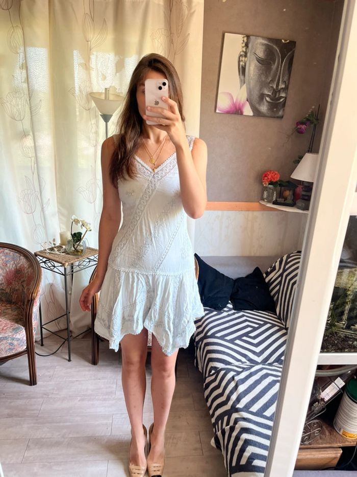 Robe asymétrique lin vintage bohème champêtre country western