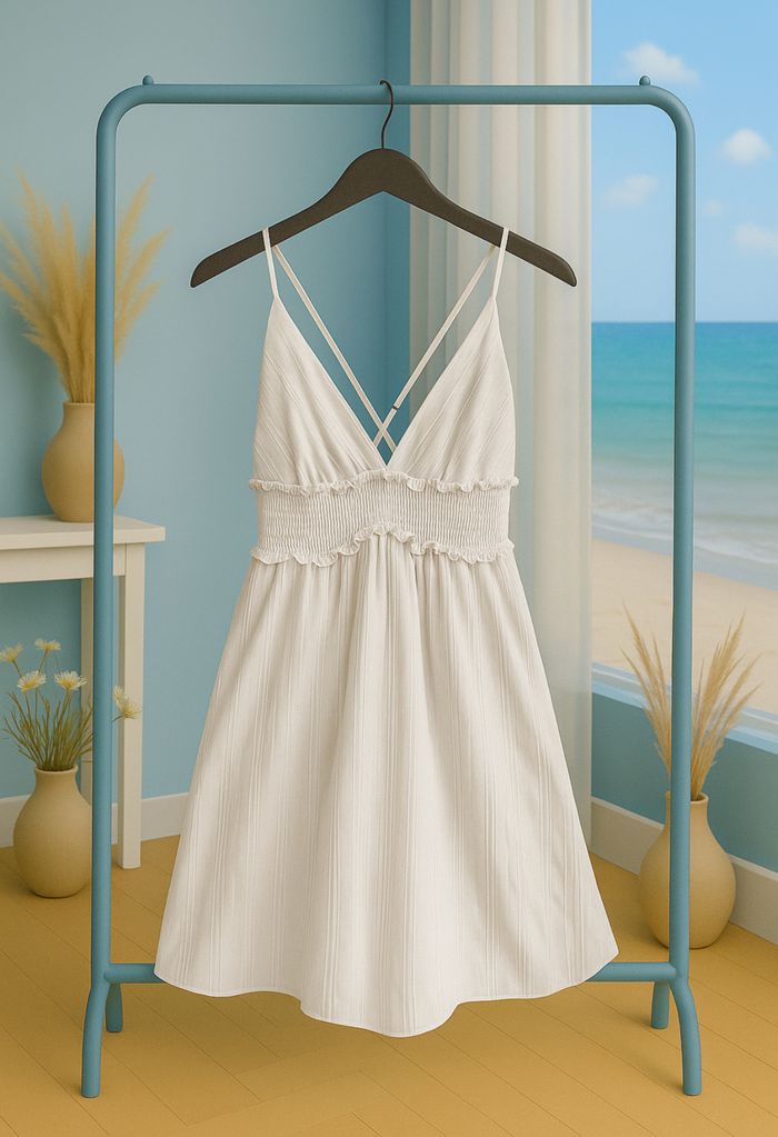 Robe à fines brides avec dos nu blanc - Taille S - Shein