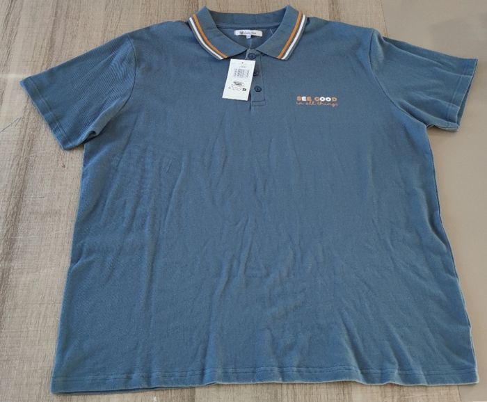 Polo à manche courte pour homme marque  U collection taille XXXL|3XL couleur bleu - photo numéro 3