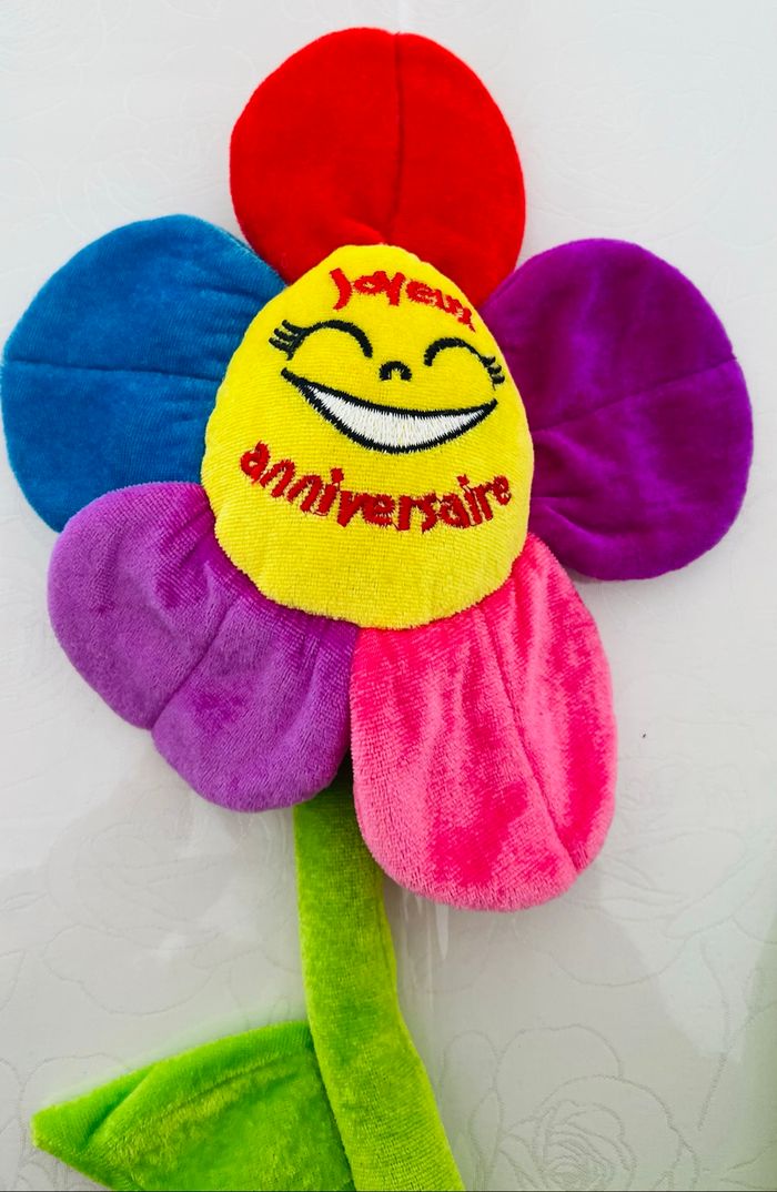 Fleur décoration Joyeux anniversaire en peluche - photo numéro 3