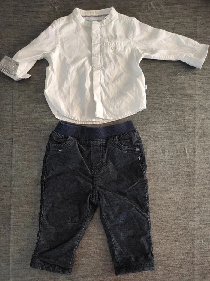 Pantalon velours et chemise Obaibi 6 mois