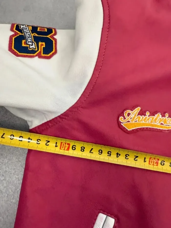 Veste bomber Aviatrix en cuir femme rose taille M très bon état - photo numéro 16