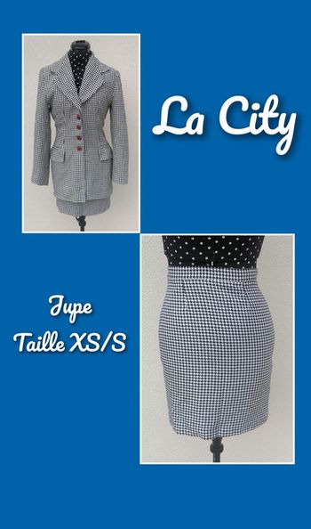 Mini-jupe pied de poule noir blanc Taille XS La City