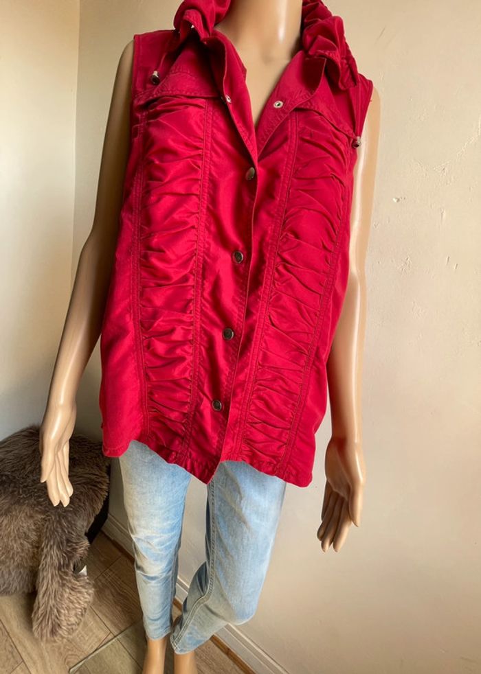 Superbe Veste Légère Daxon Rouge Froncée - Taille XL 👚 - photo numéro 2