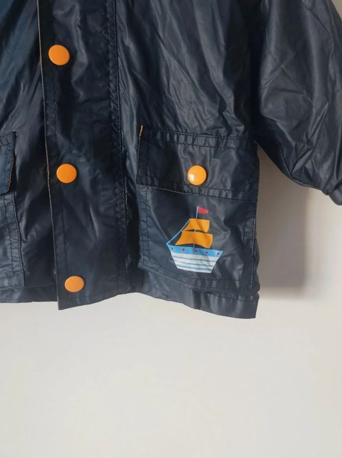 Imperméable capuche bleu marine jaune - photo numéro 2