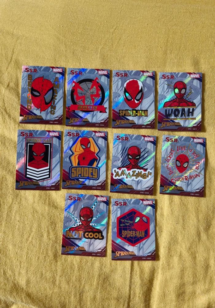 Lot de 10 cartes marvel spiderman