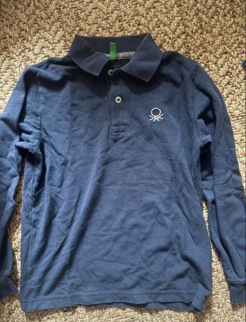 Polo manches longues Benetton bleu marine 7-8 ans