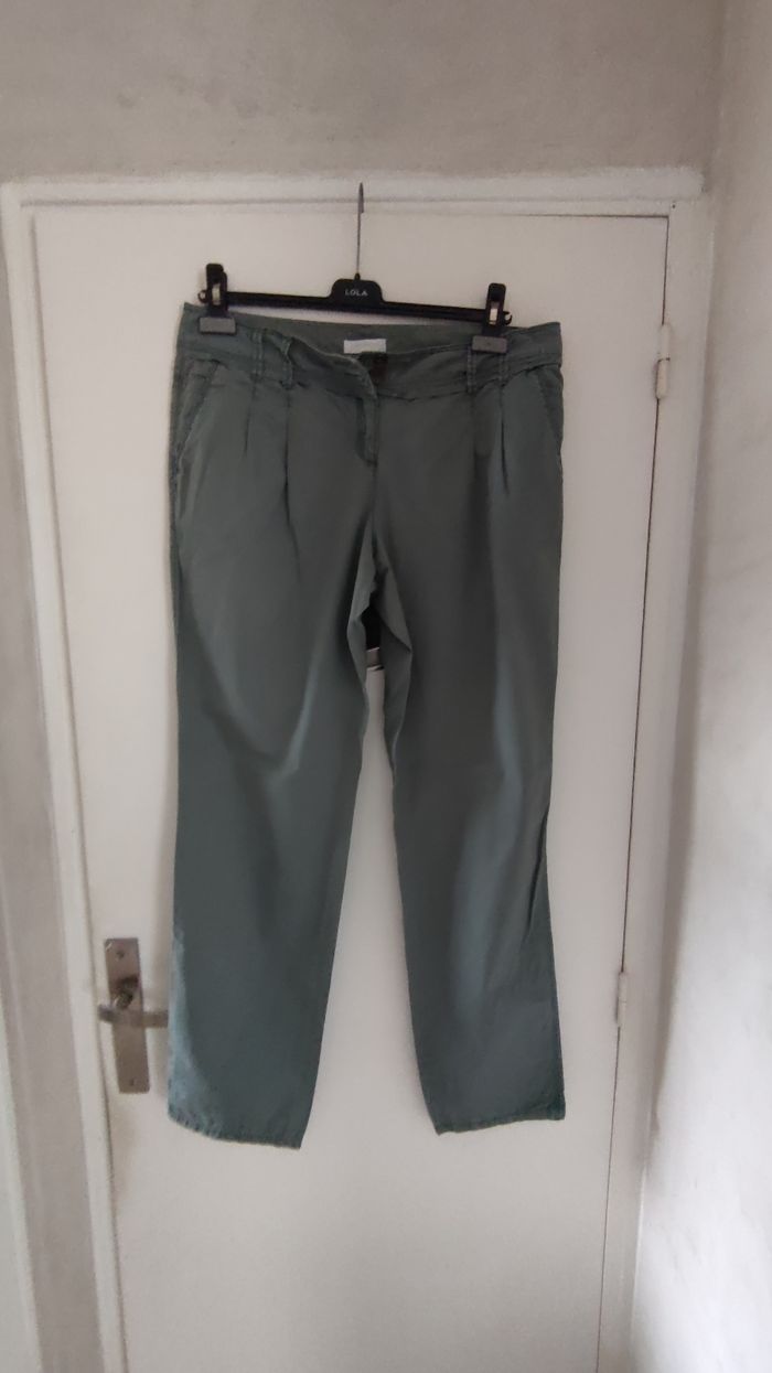 Pantalon femme en toile marque Promod taille 42 couleur kaki - photo numéro 4