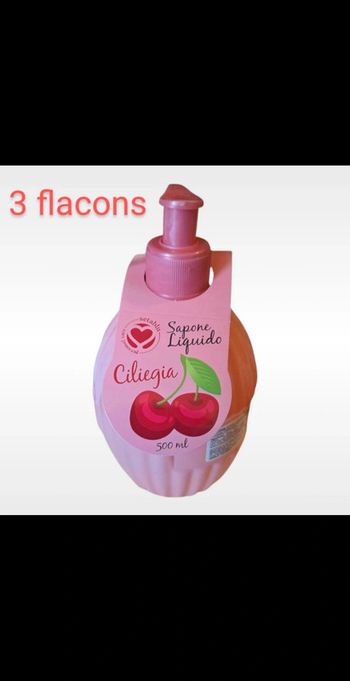 3 savons liquides ronds 500ml - cerise