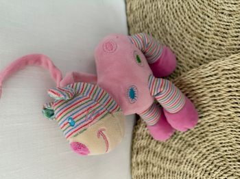 DOUDOU PELUCHE MUSICAL NICOTOY TIGRE ROSE BLEU VERT